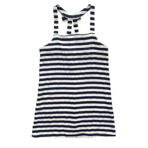 BDG Urban Outfitters Women’s L Navy Cream Stripe Sleeveless Bow Back Shift Dress